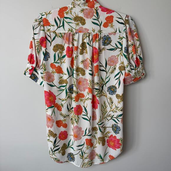 Kate Spade Picnic Perfect Blossom Floral Tie Neck Women's Blouse Top Size Small - Picture 9 of 11